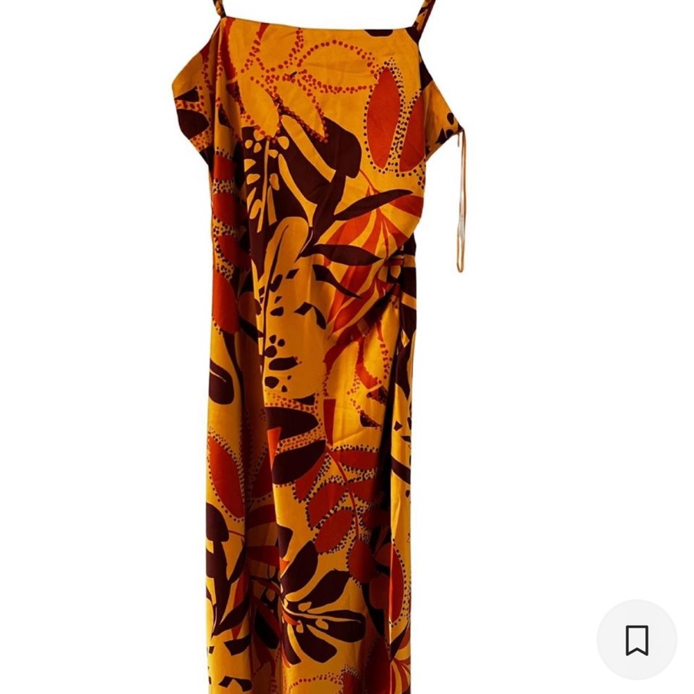House of Harlow 1960 Asymmetrical Orange and Brown Dress
